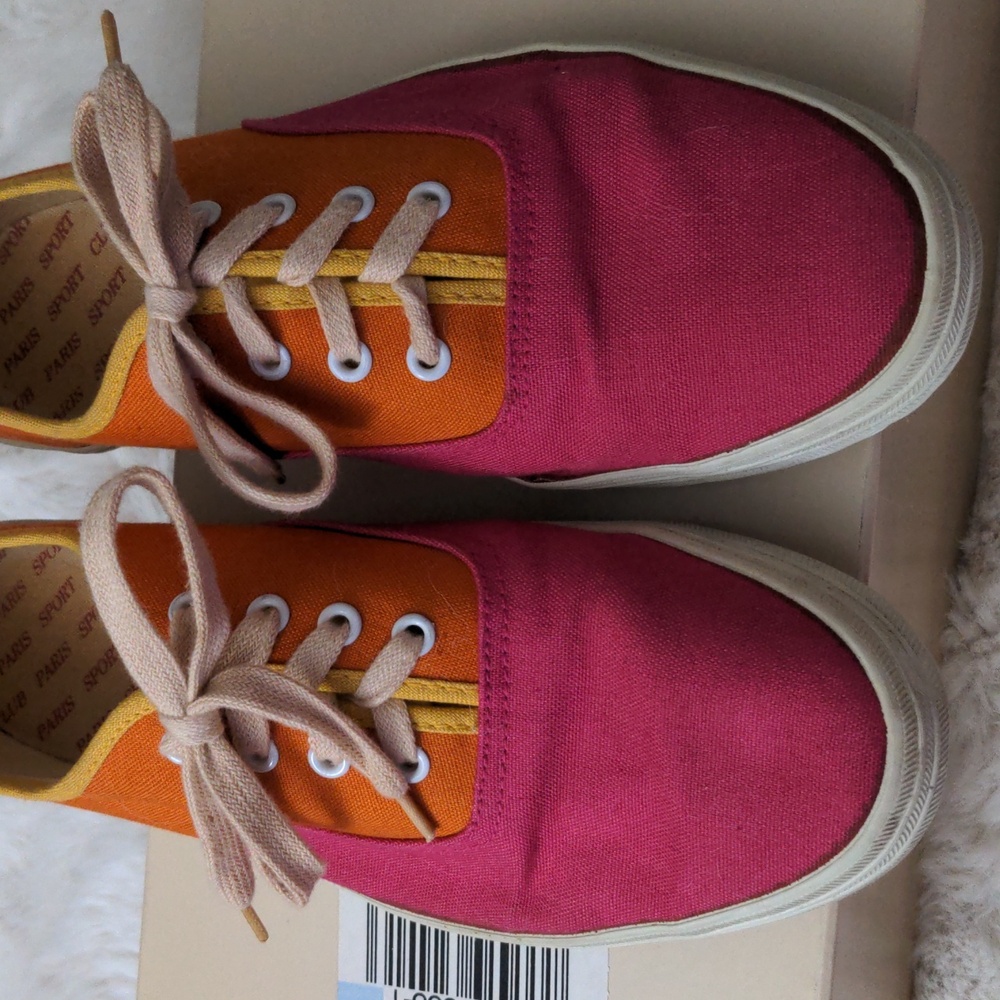 Vintage pink & orange color block Paris Sport Club shoes - Picture 6 of 8